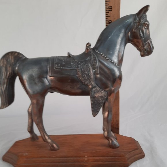 Hollow Bronze Colored Horse on Wood Base - - Picture 6 of 7